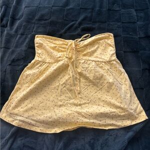 Hollister Light Yellow Floral Strapless Top